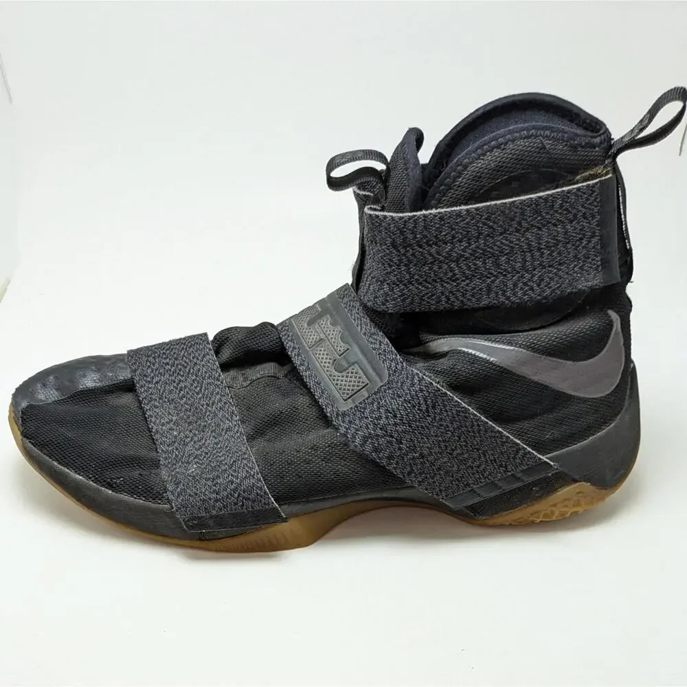 Mens Nike LeBron Soldier 10 SFG Black‎ Gum Basketball Shoes 844378-009 Size 15
